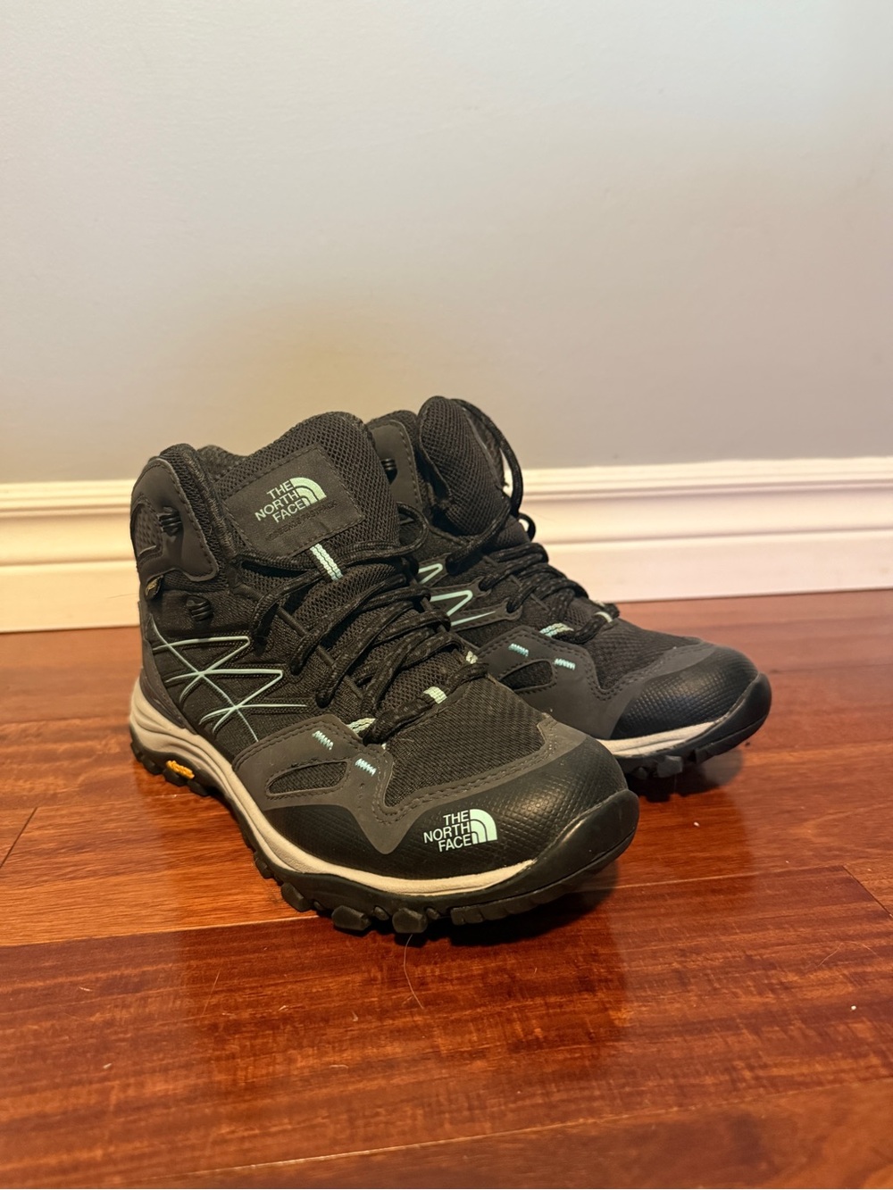 The North Face Black Hiking Boots with Mint Accents -Size 6